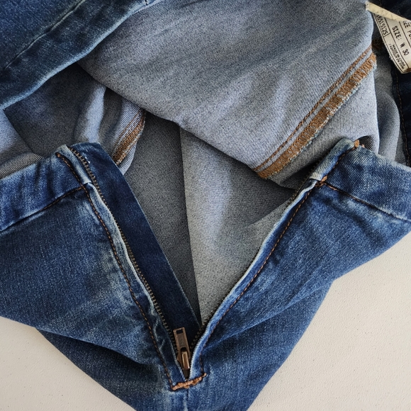 FREE PEOPLE High Rise Jeggings Blue Stretch Denim Skinny Pants Side Zip Women 30 - Picture 9 of 13
